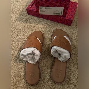 Tory Burch Jamie Full Logo Thong, Royal Tan